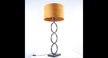 Tafellamp capri 2 ringen | 1 lichts | geel / bruin / goud / zwart | metaal / stof |Ø 40 cm | 94 cm