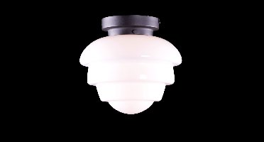 Art deco plafondlamp Oxford |Ø 25 cm | zwart / wit / opaal glas | gispen / retro / jaren 30