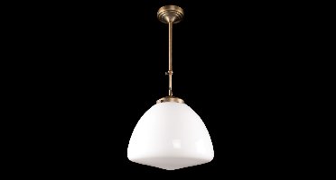 Art deco hanglamp Glasgow |Ø 30cm | opaal wit glas / brons | pendel kort verstelbaar | woonkamer /