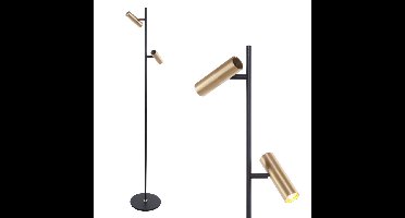 Moderne Trend vloerlamp | 2 lichts | zwart | metaal | GU10 |Ø 10 cm | zwenk- en kantelbaar | hal /