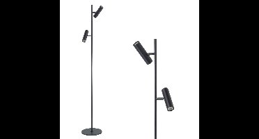 Moderne Trend leeslamp | vloerlamp 2 lichts | zwart | metaal | GU10 | 141 cm hoog | zwenk- en