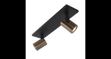 Moderne Halo spot | 2 lichts | zwart/brons | metaal | GU10 | 40 cm | zwenk- en kantelbaar | hal /