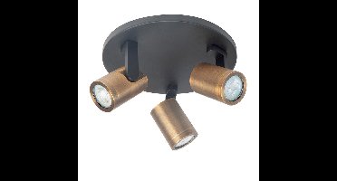 Plafondspot | 25 cm | halospots zwart/brons | 3 lichts | GU10 | brons zwart | metaal | moderne
