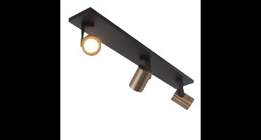 Moderne Halo spot | 3 lichts | zwart/brons | metaal | GU10 | 65 cm | zwenk- en kantelbaar | hal /