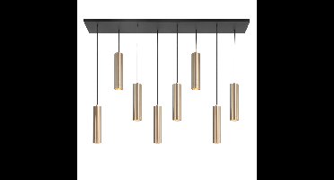 Hanglamp Perugia | 8 lichts | goud / zwart | in hoogte verstelbaar tot 165 cm |Ø 5,5 cm | 115 cm x