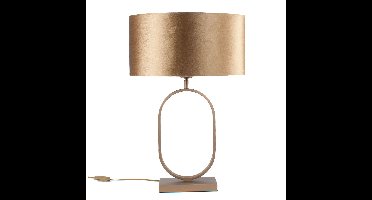 Tafellamp Verona ovaal met ovale velours kap | 1 lichts | bruin velours | coffee on gold / goud /