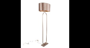 Vloerlamp Verona met ovale velours kap | 1 lichts | bruin velours | earth on gold / goud / brons  /