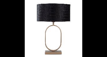 Tafellamp Verona ovaal met ovale velours kap | 1 lichts | zwart krokodillenprint | black on gold /