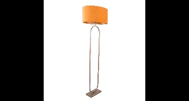 Vloerlamp Verona met ovale velours kap | 1 lichts | oker / geel velours | oker on gold / goud /