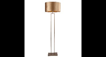 Vloerlamp Monza met ovale velours kap | 1 lichts | bruin velours | coffee on gold / goud / brons |