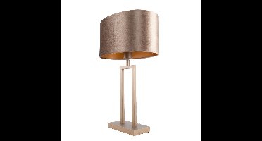 Tafellamp | 55 cm | Monza ovale kap | E27 | brons bruin goud | metaal stof | moderne landelijke