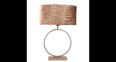 Tafellamp Monza met ovale velvet kap | 1 lichts | brons krokodillenprint velours | bronze on gold /