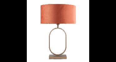 Tafellamp Verona ovaal met ovale velours kap | 1 lichts | koper kleurige velours | rusty on gold /