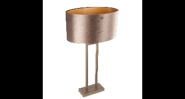 Tafellamp brons Monza groot met ovale velours kap | 1 lichts | aardetinten | eart on gold / bruin /