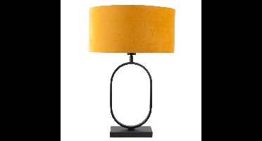 Tafellamp Verona ovaal met ovale velours kap | 1 lichts | oker velvet | oker on gold / goud / zwart