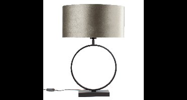 Tafellamp Sienna met ovale velours kap | 1 lichts | olijf groen velvet | olive on gold / goud /