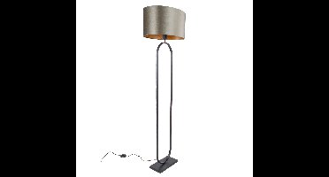 Vloerlamp Verona met ovale velours kap | 1 lichts | olijfgroen velours | olive on gold / goud /