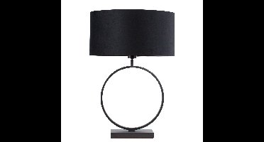 Tafellamp Sienna rond met ovale velours kap | 1 lichts | zwart velours | black on gold / goud /