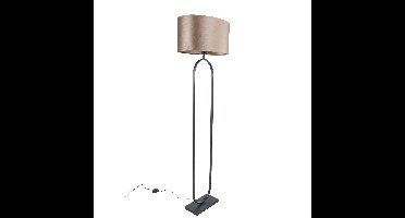 Vloerlamp Verona met ovale velours kap | 1 lichts | taupe velours | taupe  on taupe / bruin / zwart