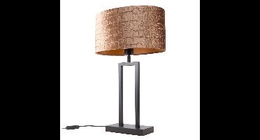 Tafellamp | 55 cm | monza | E27 | brons bruin goud zwart | metaal stof | moderne decoratieve