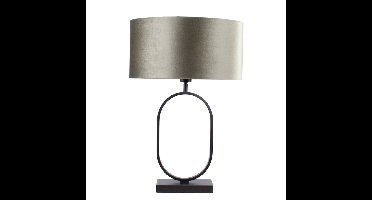 Tafellamp Verona ovaal met ovale velours kap | 1 lichts | olijfgroen velours | olive on gold / goud