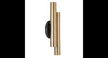 Zwarte wandlamp Trend | 4 lichts | zwart / goud | metaal |Ø 4 cm | 34 cm hoog | twee cilinderkokers