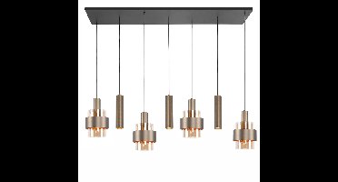 Moderne Hanglamp Marrone | 7 lichts balk 130 cm x 30 cm | amber / brons / bruin | glas amber /