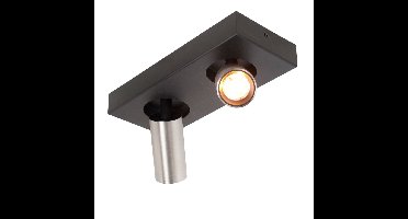 Moderne spot Eliano | 2 lichts | zwart / staal | metaal | mini GU10 | 24 x 10 cm | zwenk- en