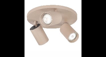 Moderne ronde plafondspot | 3 lichts | zand/beige | metaal | GU10 |Ø 25 cm | zwenk- en kantelbaar |
