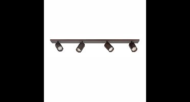 Moderne spot | 4 lichts | cacao / bruin | metaal | GU10 | 90 x 9,5 cm | zwenk- en kantelbaar | hal /