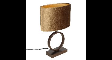 Tafellamp Sienna cacao / bruin met ovale velours kap | 1 lichts | bruin velours | coffee on gold /
