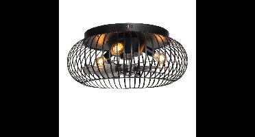 Plafondventilator | 50 cm | plafond ventilatoren | 3 lichts | LED | zwart | kunststof rotan |