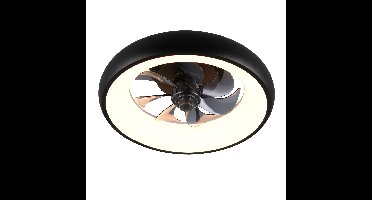 Plafondventilator | 50 cm | plafond ventilatoren | 3 lichts | LED | zwart | kunststof rotan | modern