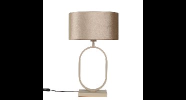 Tafellamp | 40 cm | verona beige - ovale kap | E27 | beige bruin creme | metaal stof | decoratieve