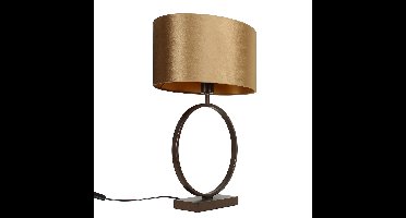 Tafellamp | 40 cm | sienna cacao - ovale kap | E27 | bruin | metaal en stof | moderne