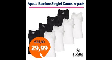 Apollo Singlet Dames Bamboo Wit 4-pack-XL
