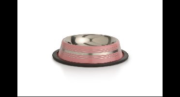 Beeztees Eet- en drinkbakje Stripes Roze 11 cm