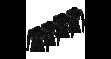 Heatkeeper Thermoshirt Lange Mouw Heren Premium 4-pack Zwart Melange-L