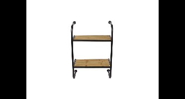 Wandrek metaal/hout 2-delig 39x22x58cm