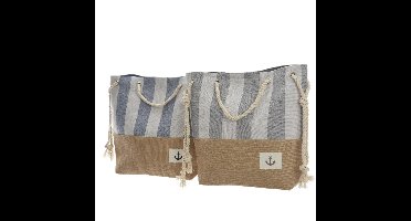 Strandtas gestreept 33x14x39cm