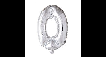 Folie ballon nummer '0' zilver 40cm