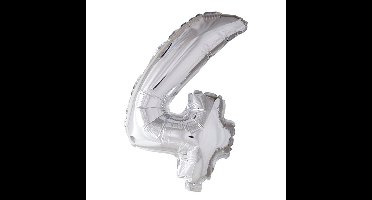 Folie ballon nummer '4' zilver 40cm