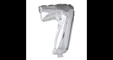 Folie ballon nummer '7' zilver 40cm