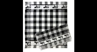 Theedoek koe zwart 60x65cm 100% katoen
