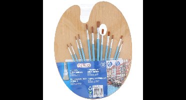 Verf palet hout met 12 penselen