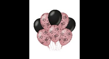 Decoratie ballonnen roze/zwart - 80