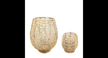 Lantaarn rattan Ø32x39cm set van 2