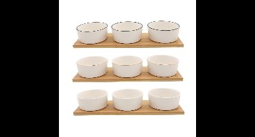 Schaalset op bamboe plank 9x6x33cm