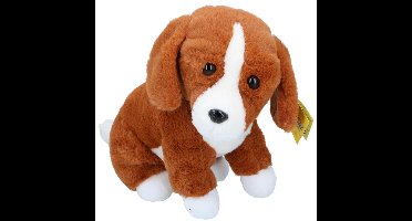 Pluche hond bruin/wit 45cm