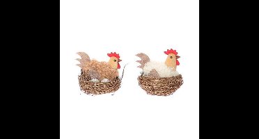 Deco kip in nest 7,5x5xh6cm